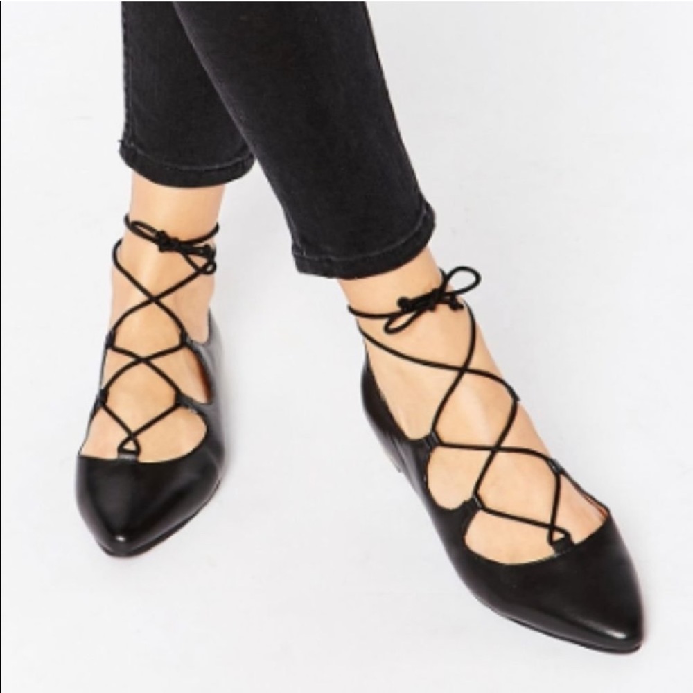 2/$22 🛍️✨ NWOT Halogen OWEN Ghillie black laceup leather pointy toe lats